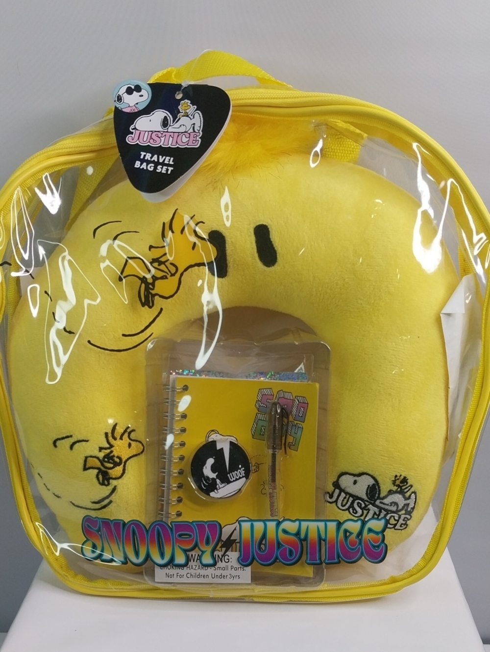 Justice Yellow Snoopy Plush Travel Set with Notebook 6pcs